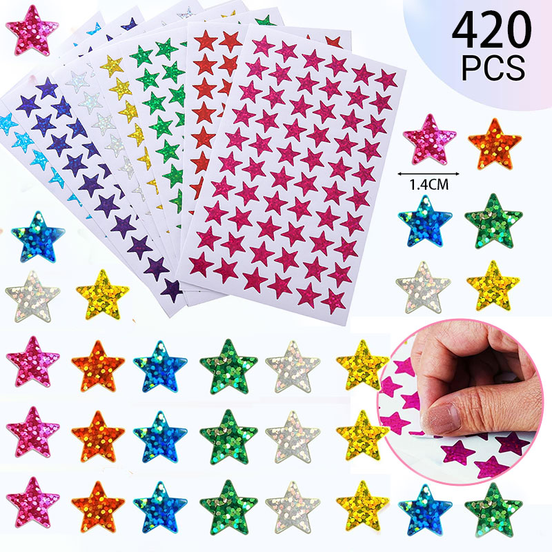 Glitter Vinyl Roll - 420 adesivi a forma di stella,