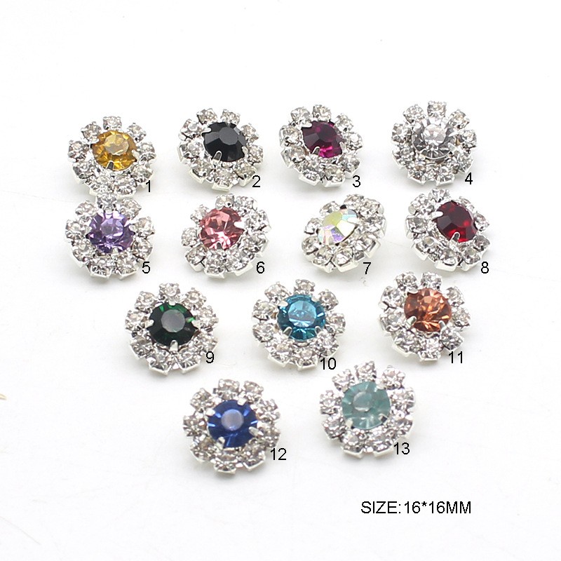 Sew On Rhinestone - 10Pcs 16MM rotondo in metallo strass