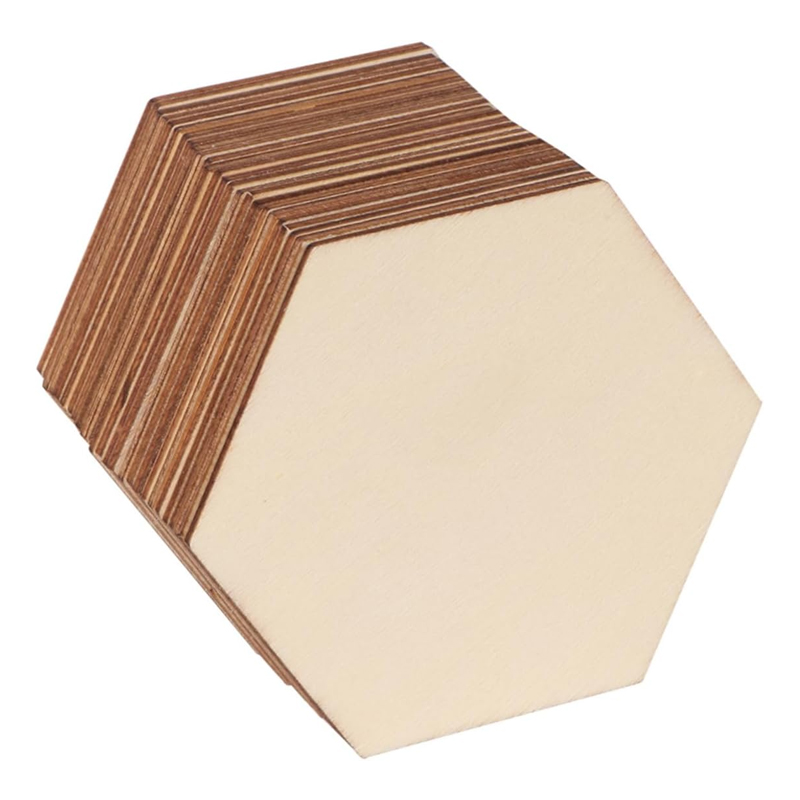 Embellish Craft - 20 pezzi esagonali in legno bianco
