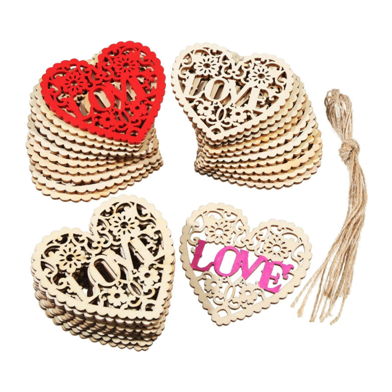 Embellish Craft - 10 Pezzi di Cuori in Legno