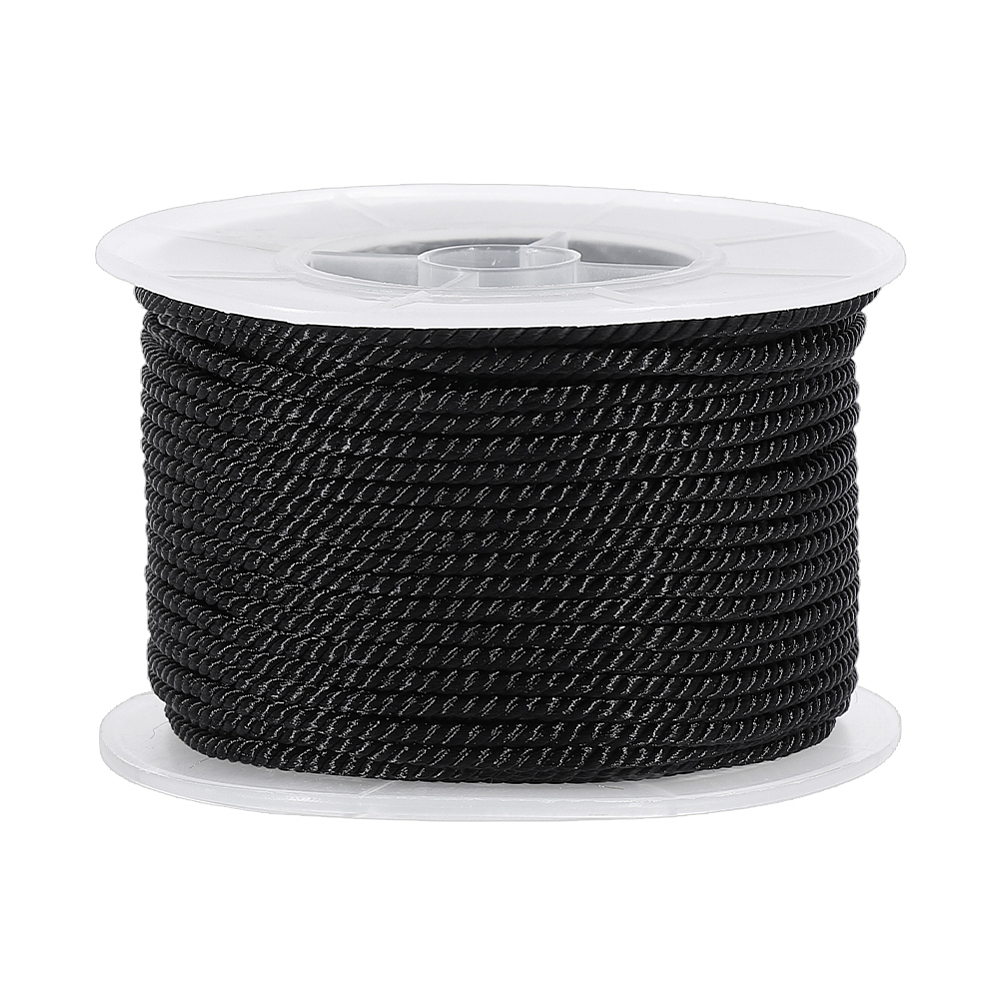 Cord Trim Twisted - 27,34 Iarde di Cordoncino Nero Intrecciato,