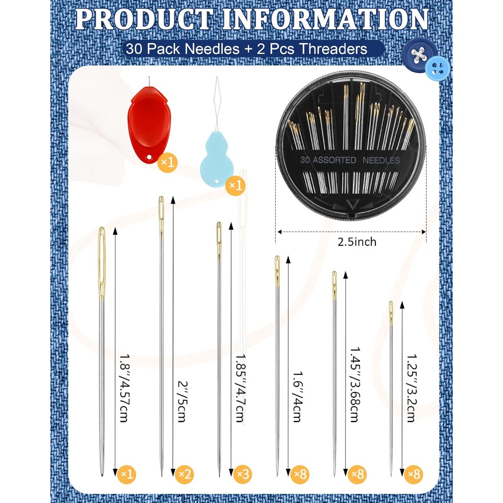 Embroidery Craft - Set di 30 Aghi da Cucito