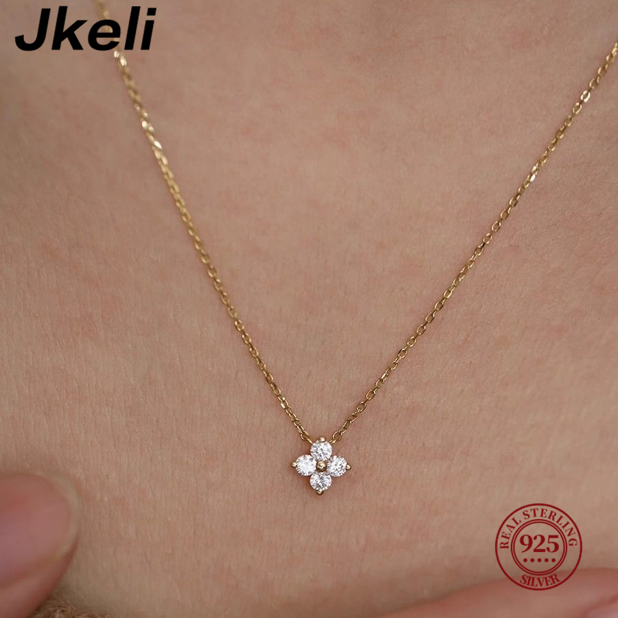 Pearl Trim Chain - Jkeli 925 sterling silver placcato oro