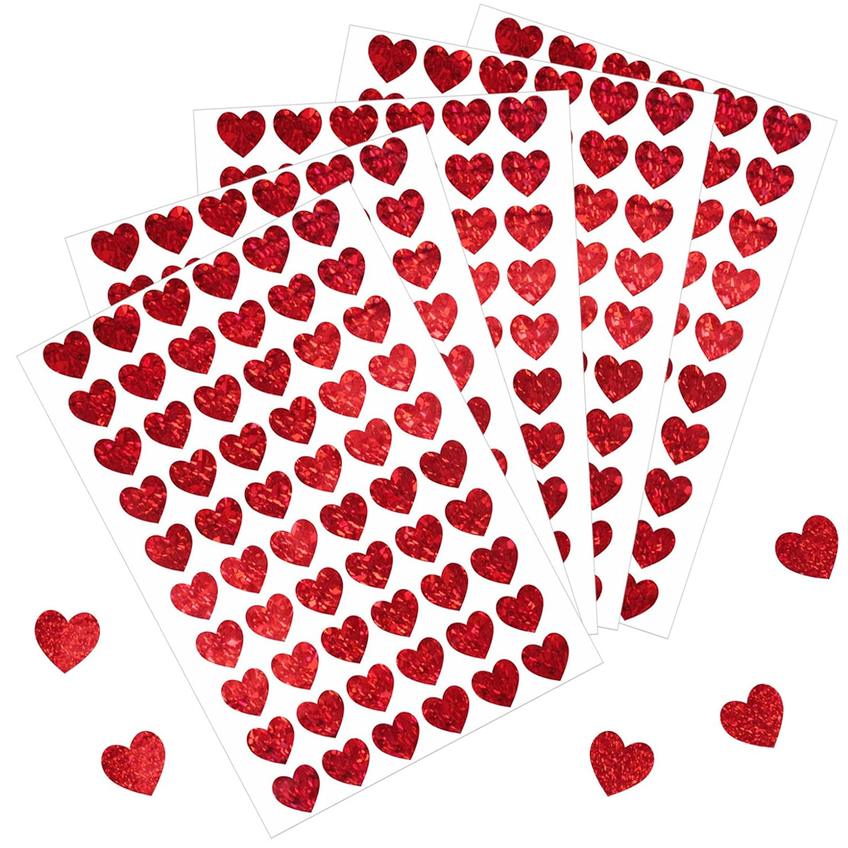 Glitter Vinyl Roll - 600 Pezzi di Adesivi a Cuore