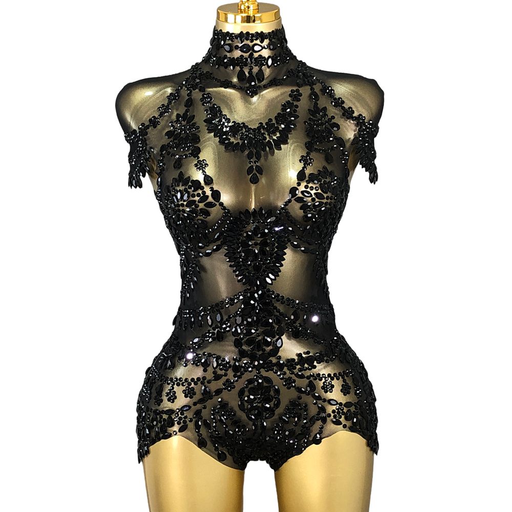 Rhinestone Banding Trim - Body con Strass Scintillanti per Donna,