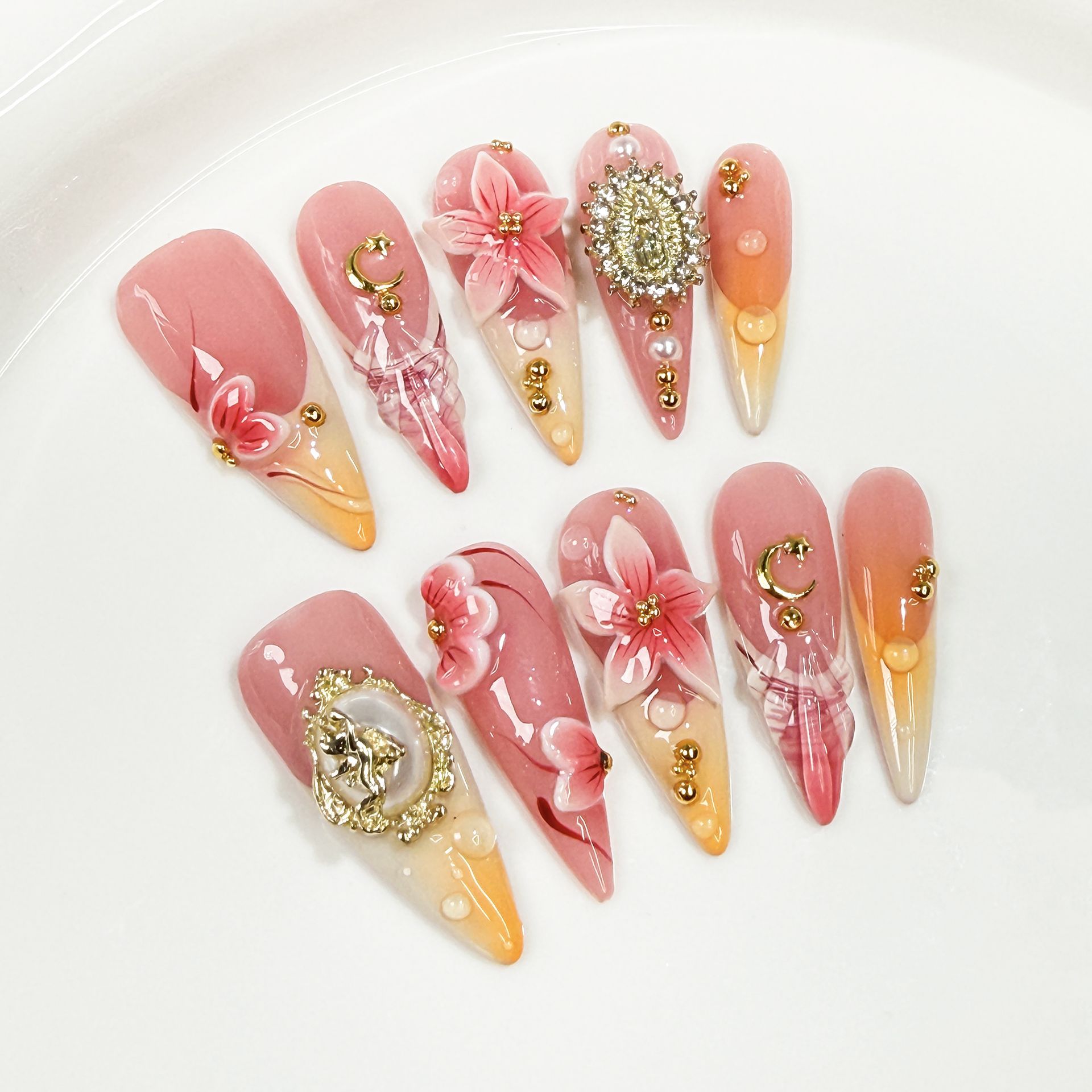 Embroidery Embellishments - 10 Pezzi Unghie Finte Retrò con
