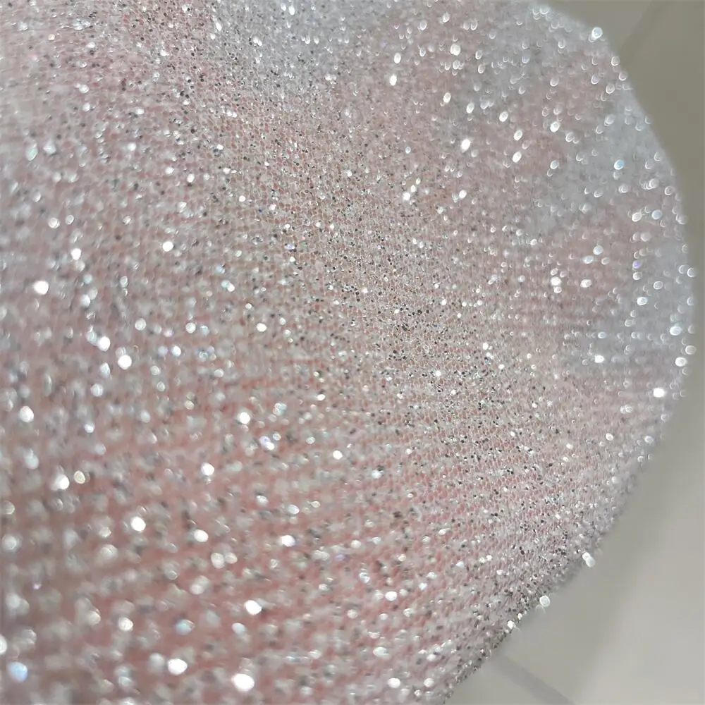 Crystal Mesh Fabric - Filato netto con glitter argento di