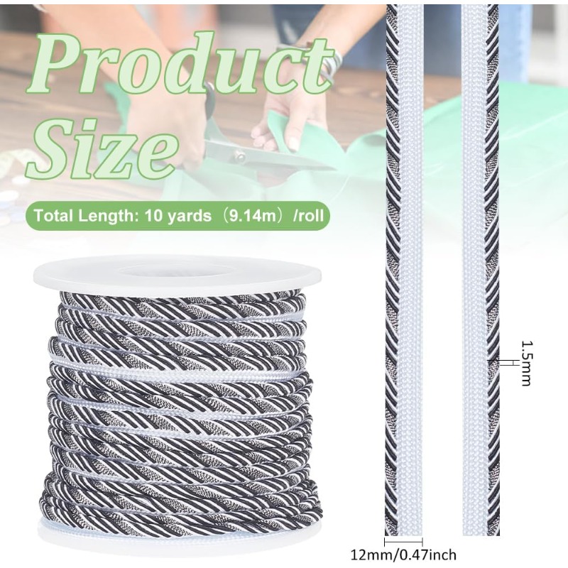 10 Yard Black Twisted Lip Cord - Cord Trim Twisted recensione e prezzo