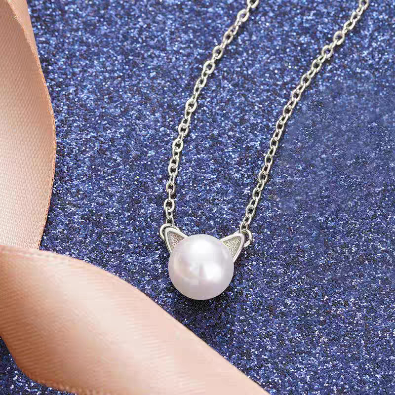 Collana con Ciondolo Gatto in  - Pearl Trim Chain recensione e prezzo