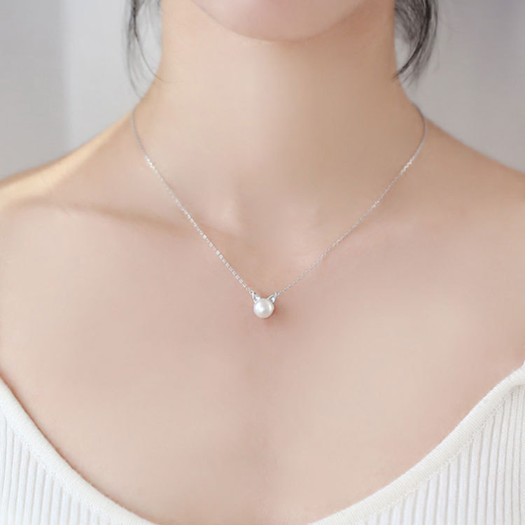 Collana con Ciondolo Gatto in  - Pearl Trim Chain recensione e prezzo