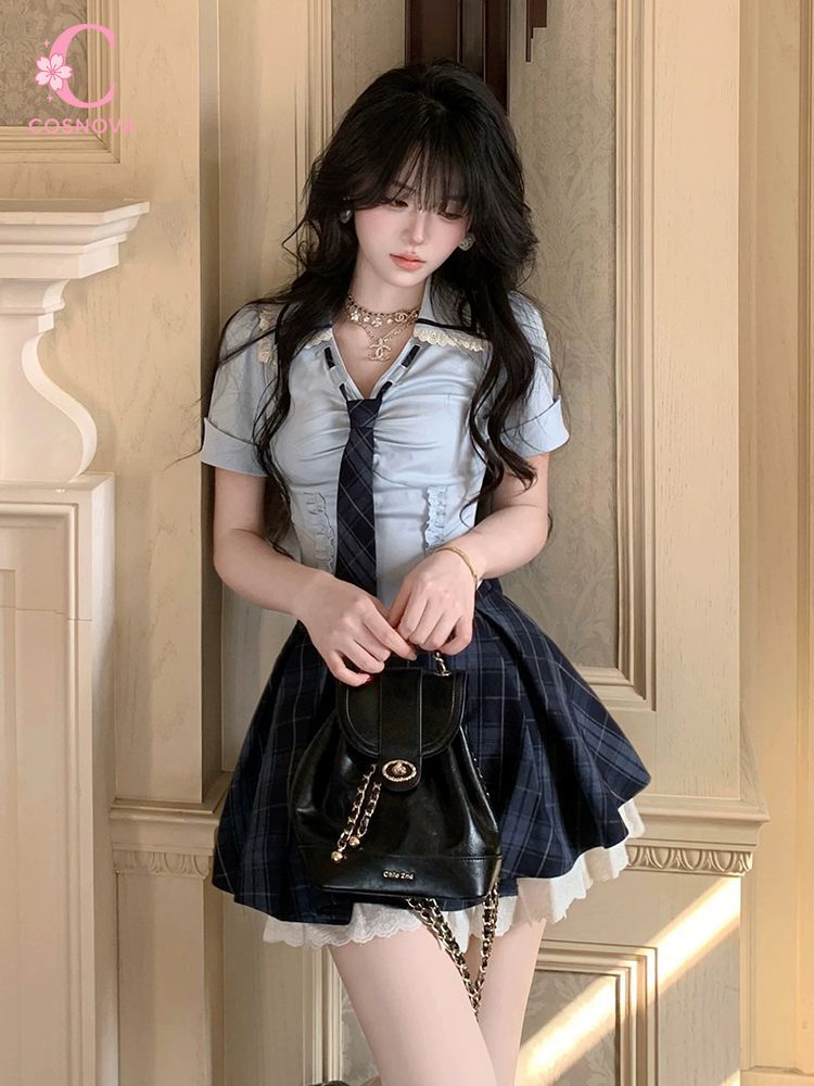 Nuovo Set Estivo Preppy Y2K 2  - Elastic Lace Trim recensione e prezzo