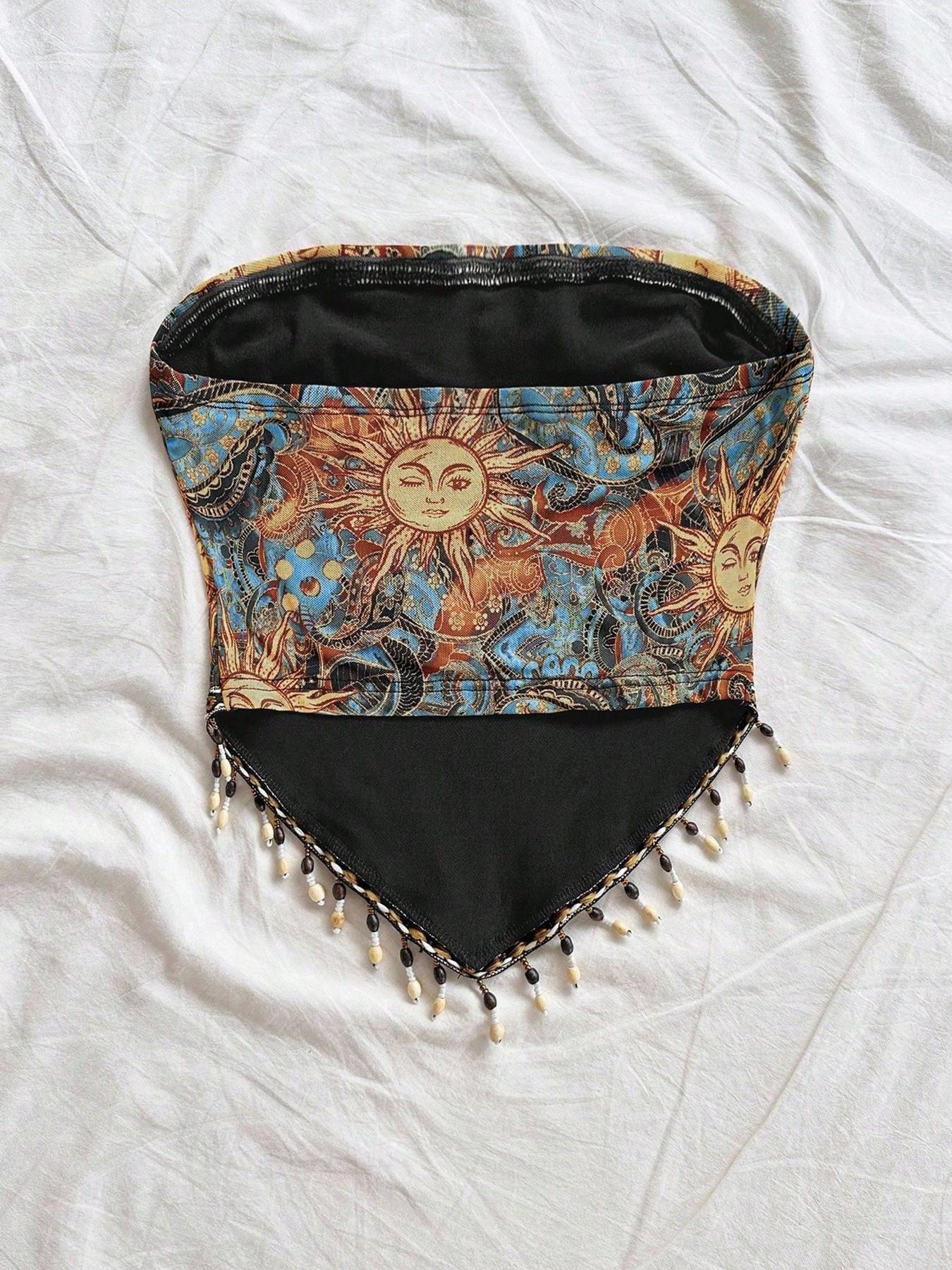 Top a tubino da donna in magli - Beaded Trim Fringe recensione e prezzo