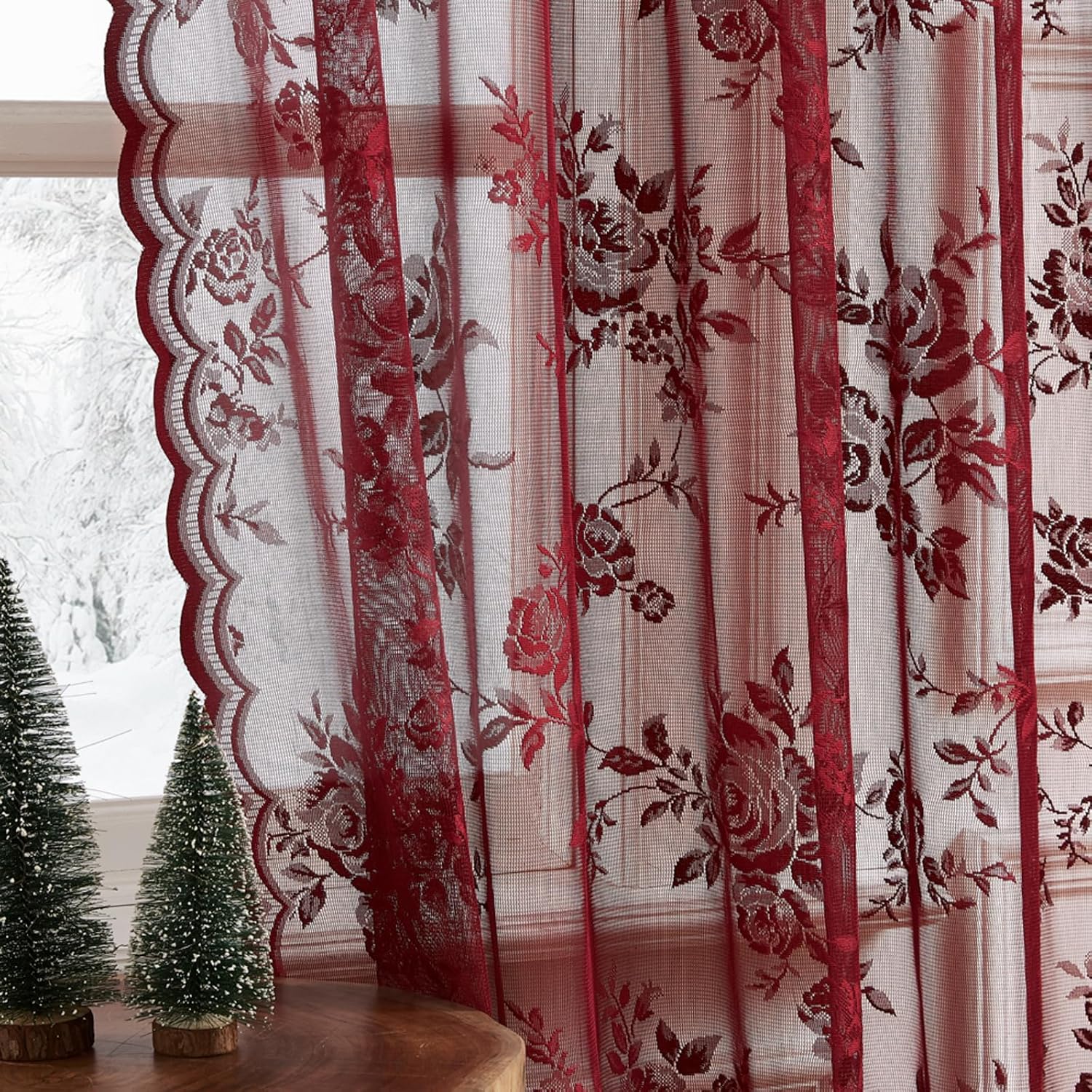 1 pz Tende in pizzo bordeaux L - Guipure Lace Panel recensione e prezzo