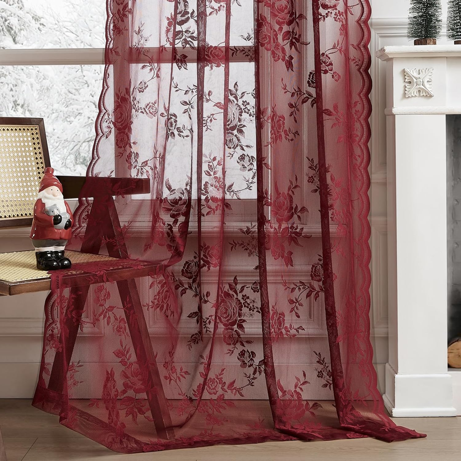 1 pz Tende in pizzo bordeaux L - Guipure Lace Panel recensione e prezzo